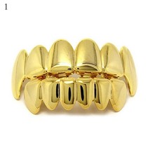 Ip hop teeth grillz set for unisex top bottom mouth gold silver color tooth grills punk thumb200