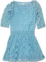 Xhilaration Floral Lace Overlay 3/4 Sleeve Women Blue Dress (Size: X-Large) - $19.99