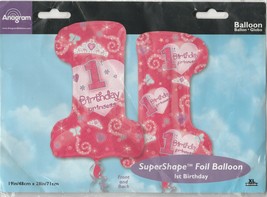 &quot;1st Birthday Princess&quot; 19&quot; x 28&quot; by Anagram SuperShape Foil Balloon - £6.33 GBP