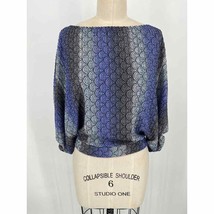 Alberto Makali Dolman Sleeve Blouson Top Sz M Blue Textured Ombre - £28.13 GBP