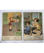 2 Vintage 12pc Puzzle Kenworthy Educational Service Girls Boy Dog Colds ... - $16.83