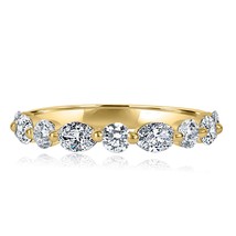 1.20Ct Round and Oval Cut Alternating Lab Grown Diamond Wedding Band 14k Gold - £654.92 GBP+