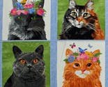 23.5&quot; X 44&quot; Panel Cats Kittens Flowers Floral Cat Types Cotton Fabric D7... - $9.76