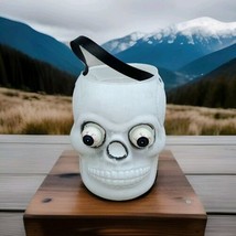 Vintage AJ Renzi Blow Mold Plastic Halloween White Skull Candy Bucket - £30.88 GBP