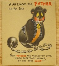 Vintage Paper Greeting Card Hallmark Father&#39;s Day XL Fold Out Black Cartoon Bear - £10.44 GBP