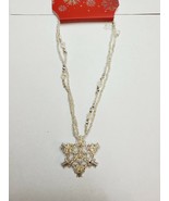 Kohl&#39;s Women&#39;s Silver Tone Christmas Necklace Beaded Choker Snowflake Ne... - £10.49 GBP