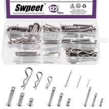 Swpeet 122Pcs 304 Stainless Steel M4 M6 M8 Clevis Pin with M1.5 M2 M3 Zinc Plate - £23.84 GBP