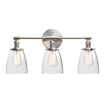 Industrial Wall Sconce 3 Light Brushed Nickel Wall Lamp With 5.6 Inches Dome Cle - £204.60 GBP