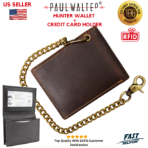 Hunter Leather Men Biker Chain Walle with RFID Blocking &amp; Free Card Hold... - $20.99