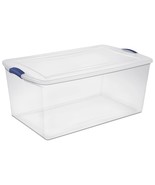 105 Quart Latch Box, Clear Plastic Storage Bin with Clear Lid, Blue Latch - $538.23 MXN