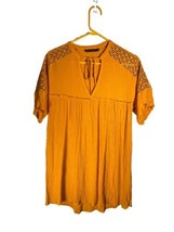 ZARA BASIC Size XS Curry Combined Guipure Mini Dress Mustard Yellow Boho... - $9.46