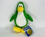 6” Club Penguin Green Penguin Plush Jakks Pacific With Plastic Coin Meda... - $17.99