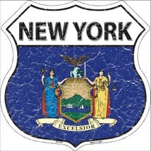 New York State Flag Highway Shield Metal Sign HS-140 - £22.34 GBP