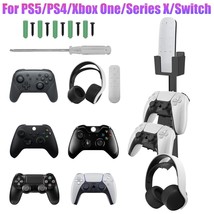 Controller Headset Wall Mount Holder Stand for PS5 PS4 Xbox Nintendo Acc... - £16.41 GBP