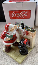 2002 Coca Cola Holiday Portraits Salt &amp; Pepper Shakers Dog Santa Fireplace New - £20.33 GBP