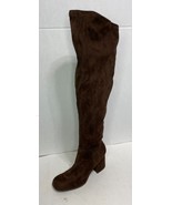 Christian Sirlano Womens 7.5 Knee High Boots, Brown Faux-Suede - Block Heel - £18.79 GBP