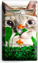 FUNNY CAT WATCHING GOLD FISH AQUARIUM PHONE TELEPHONE COVER PLATE ROOM A... - £10.20 GBP