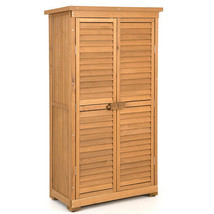 Outdoor Wooden Garden Tool Storage Cabinet-Natural - Color: Natural - $343.42