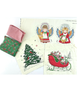 Fabric Craft Project  2 Angel Ornaments  1 Christmas Tree and 1 Sleigh P... - £12.20 GBP