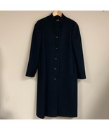 Vintage Black Long 100% Wool Pea Coat Women’s Winter Button Front by KAREN - £75.74 GBP