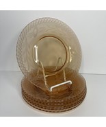 6 Etched Amber Glass Salad Plates Flower Depression Plate Fostoria Harvest  - €23,10 EUR