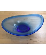VTG Ikea Blue Glass Art Wave Bowl in Lutken Holemgaard Style 10&quot; MCM Atomic - $40.32 CAD