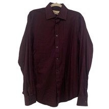 Michael Kors Men&#39;s Slim Fit Dark Red Polka Dot Button Down Shirt 16 34/35 Large - £10.94 GBP