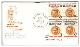 Scott #1104 1957 Ramon Magsaysay Champion of Liberty First Day Cover FDC - $8.09