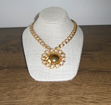 Monet Medallion Necklace Statement Jewelry Vintage 1970s - $49.50