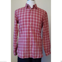 John Varvatos men casual cotton shirt size S red plaid pattern NWT slim fit 20&quot; - £49.30 GBP