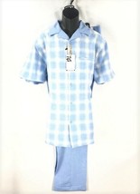 Rizzo Men 2 Piece Blue White Leisure Suit Pleated Cuffed Hem Pants Sizes... - $79.99