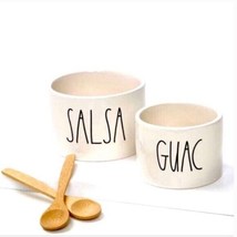 Rae Dunn by Magenta Guac and Salsa Bowl Set New in Box with 2 Bamboo Spoons USA - £15.79 GBP