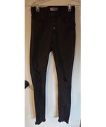 Womens 0 24 Judy Blue Black Distressed Button Fly Punk Skinny Denim Jeans - $8.91