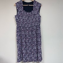 Mini Dress Women’s Large Purple Black Micro Floral Sleeveless Flowy Boho Fall - £23.74 GBP