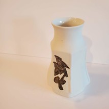 Limoges vase, made in Greece, white with embossed silver flower with bird image 5