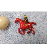 Vintage Cracker Jack Gumball prize charm Man on  Red Horse - $7.85