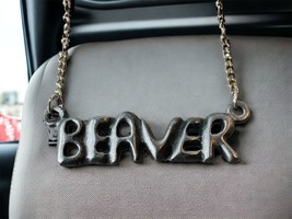 BEAVER Vintage Silvertone Chain Link Trucker Pendant Necklace CB Radio Talk NEW - £14.67 GBP