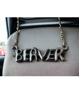 BEAVER Vintage Silvertone Chain Link Trucker Pendant Necklace CB Radio T... - $25.23 CAD