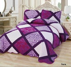 3-Pcs Super Soft KING Quilted Reversible VELVET Bedspread Coverlet Set -... - £47.58 GBP