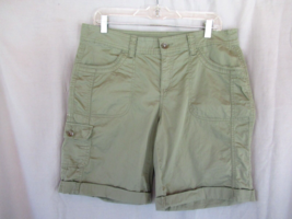 Faded Glory shorts cargo Size 12 olive green cuffs cotton blend inseam 11&quot; - £10.96 GBP