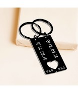 Couple Keychain Set Heart,Personalized 2 Pcs Matching Couple Keyring,Anniversary - $15.99