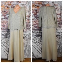 Chadwicks Plus Size 16W Sequined Slimming Style Cocktail Gown L/S Vintage - £55.95 GBP