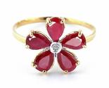 14K Solid Yellow Gold Natural Ruby and Diamond Ring for Women, Size 8.5,... - $700.91
