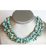 Womens Vintage Estate Turquoise &amp; Tiger&#39;s Eye Necklace 110.4g E5935 - £140.12 GBP
