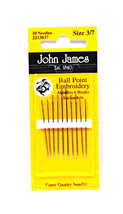 John James Embroidery Ball PoInt Needles Assorted Sizes 3/7 - £6.22 GBP