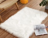 Faux Fur Rug Throw Small White 2X3 Sheep Skin Fluffy Washable Rug For Be... - $27.99