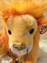 Ty Beanie Buddies Bushy the Orange and White Lion With Really Hairy Oran... - $24.95