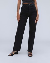 Everlane The Way-High Jean Raw Hem Straight Leg Stretch Coal Black Size 33 - £34.74 GBP