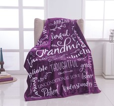 Piwaka Flannel Blanket For Grandma - Purple, Teal, Blue, Red, Flannel, Purple - $43.93