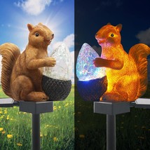 Upgraded Solar Garden Lights Outdoor Decor Solar Squirrel Stake Lights Colorful  - £37.65 GBP